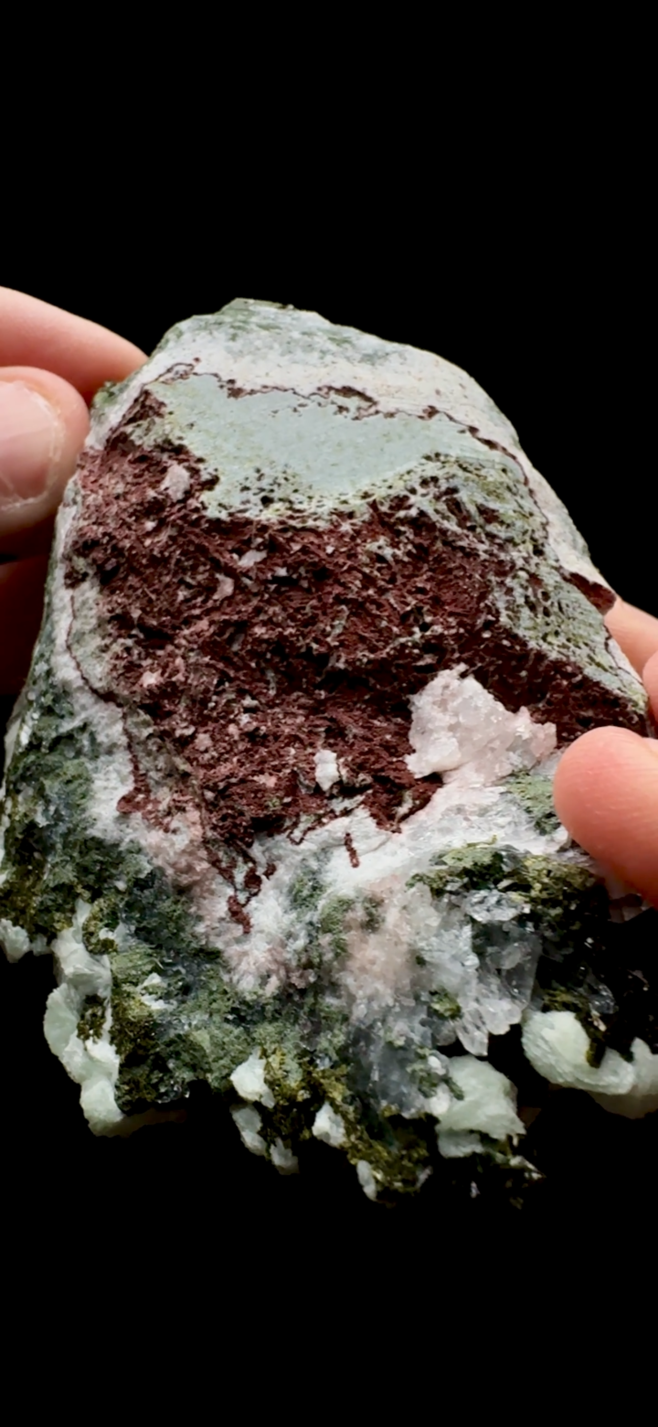 0525- Prehnite, Tourmaline and Quartz