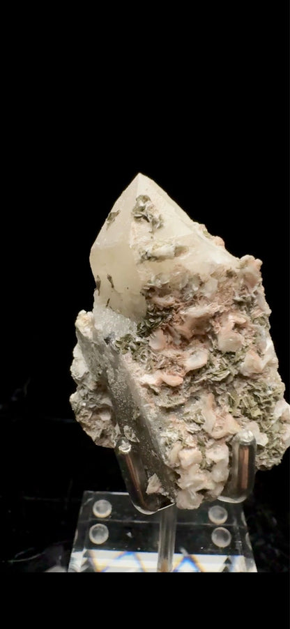 0742- Pink Calcite and Specularite on Quartz