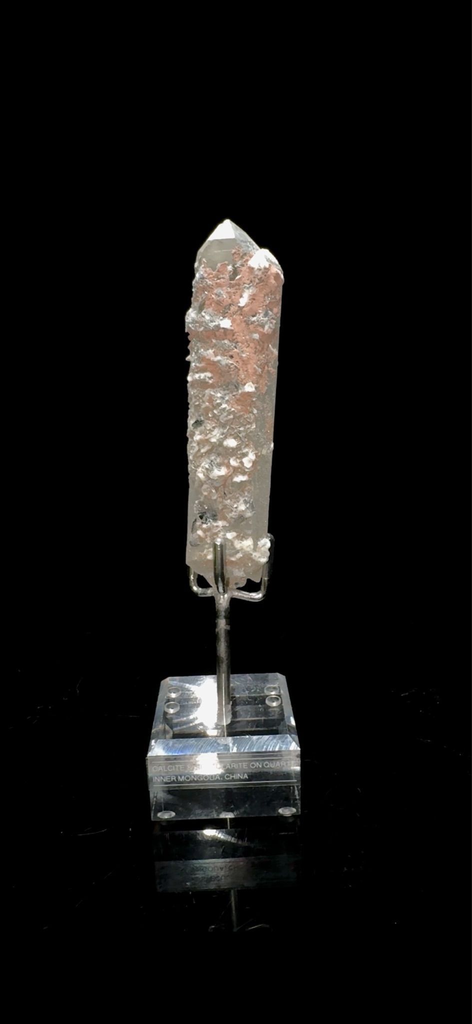 0746- Pink Calcite and Specularite on Quartz