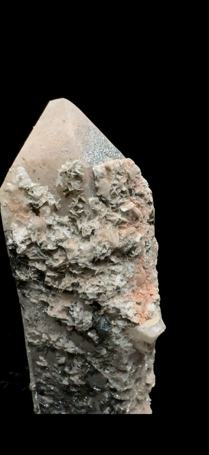 0744- Pink Calcite and Specularite on Quartz