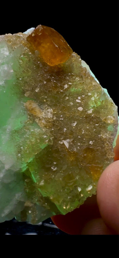0642- Golden Barite on Fluorite