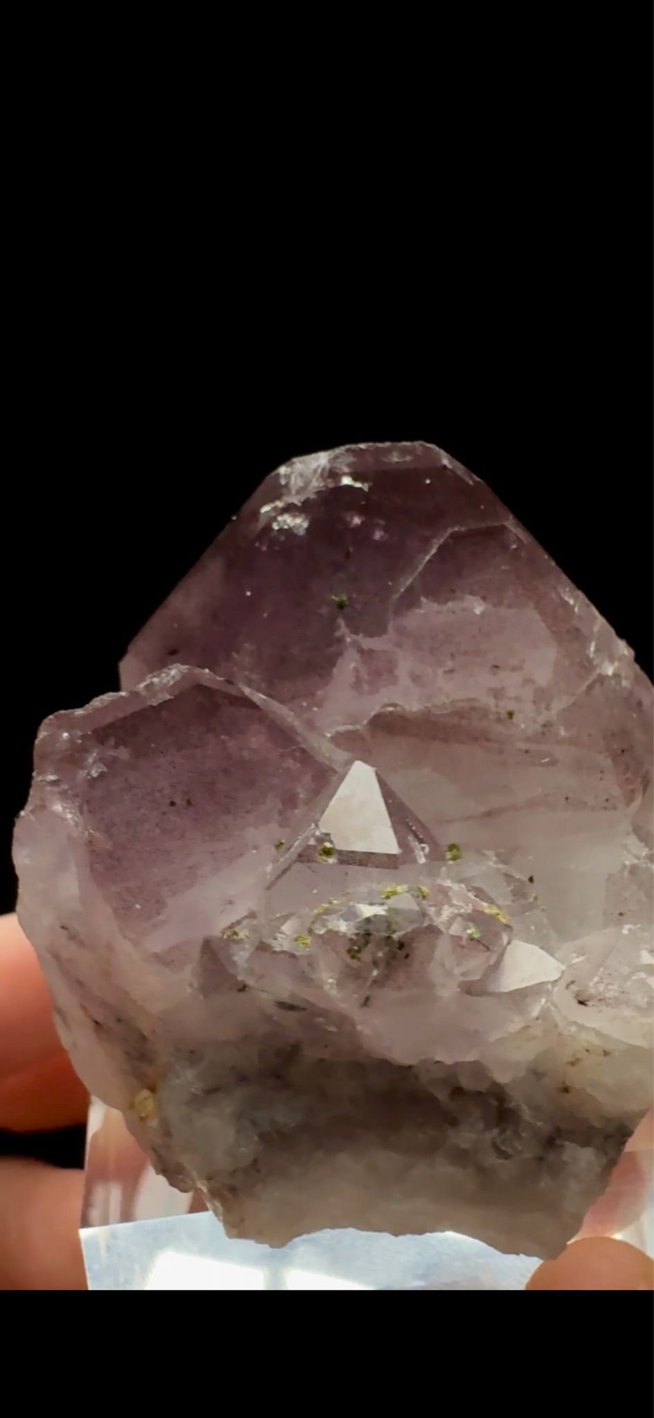 0657- Epidote on Amethyst