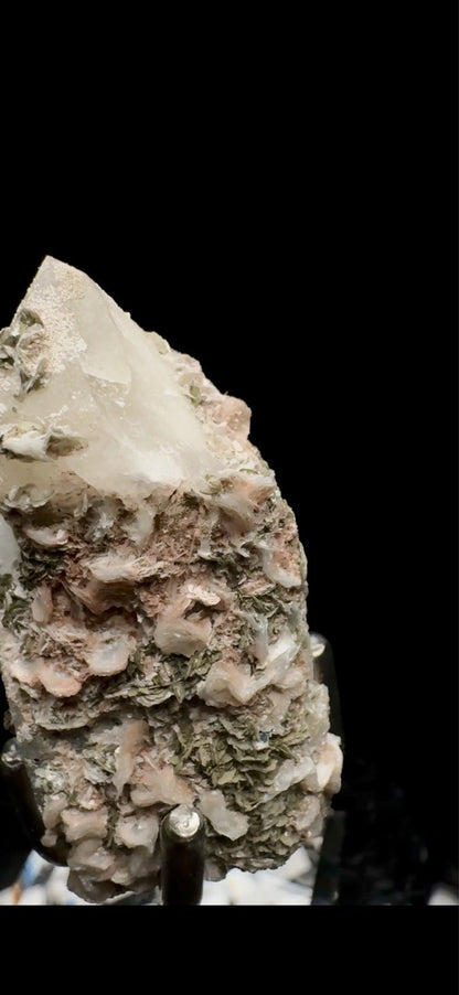 0742- Pink Calcite and Specularite on Quartz