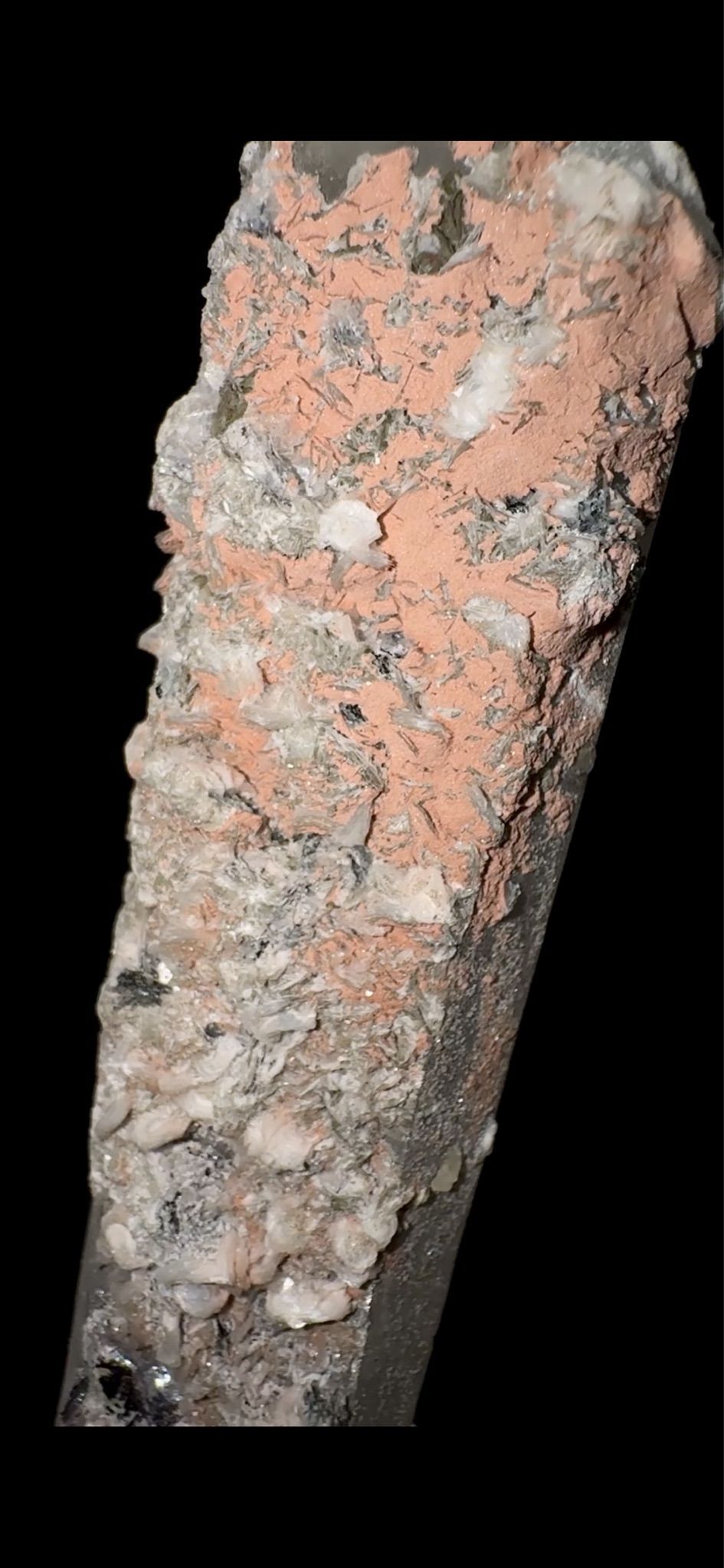 0746- Pink Calcite and Specularite on Quartz