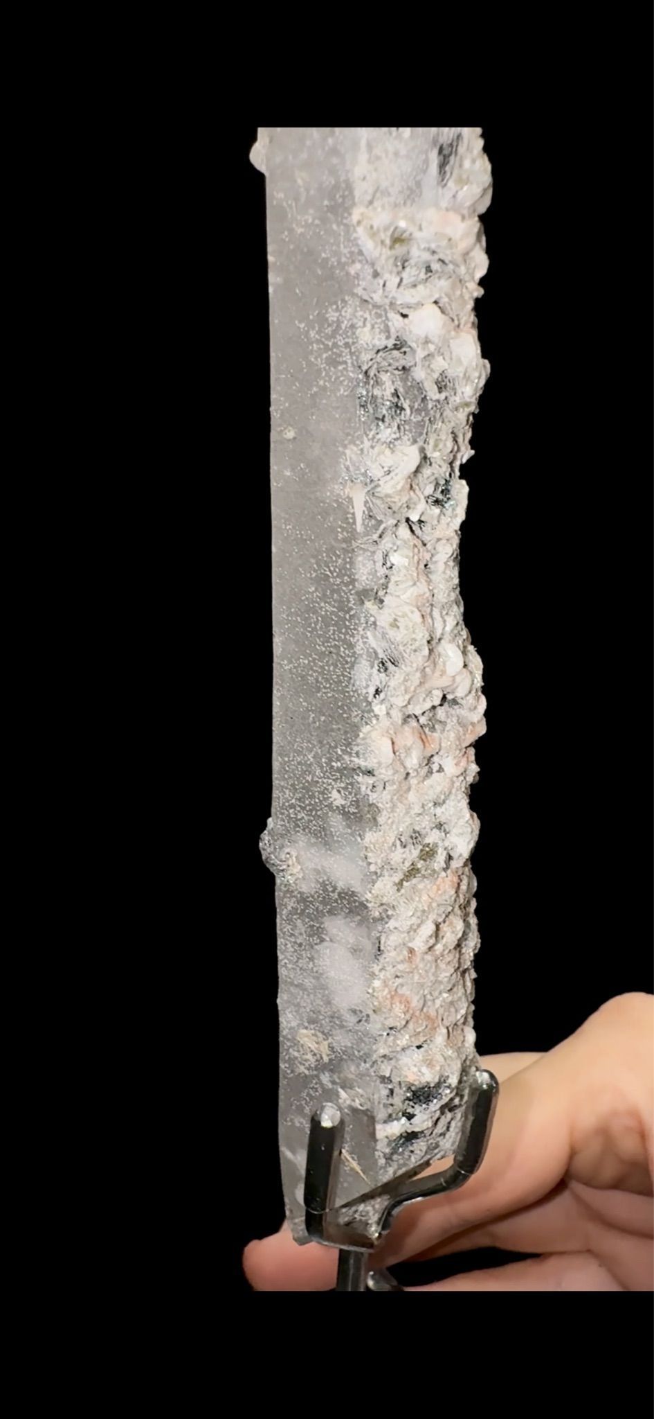0743- Pink Calcite and Specularite on Quartz