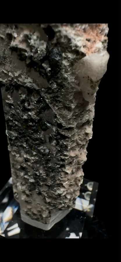 0744- Pink Calcite and Specularite on Quartz