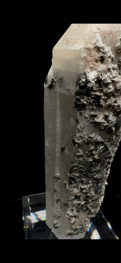 0744- Pink Calcite and Specularite on Quartz
