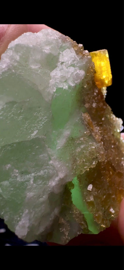 0642- Golden Barite on Fluorite
