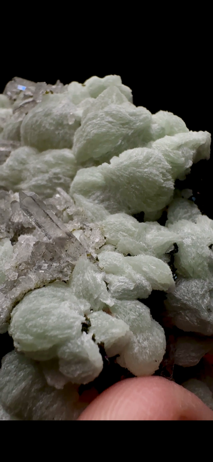 0525- Prehnite, Tourmaline and Quartz