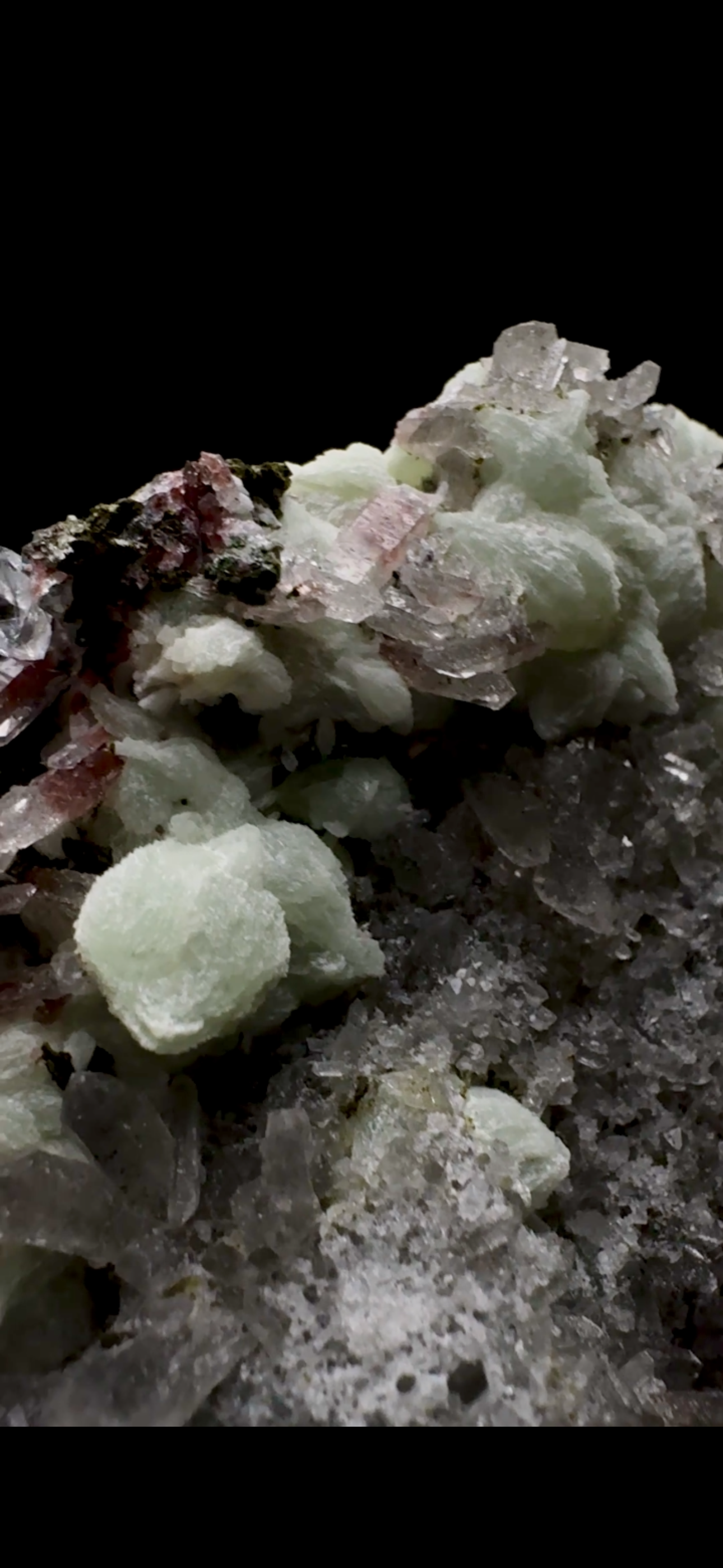 0525- Prehnite, Tourmaline and Quartz