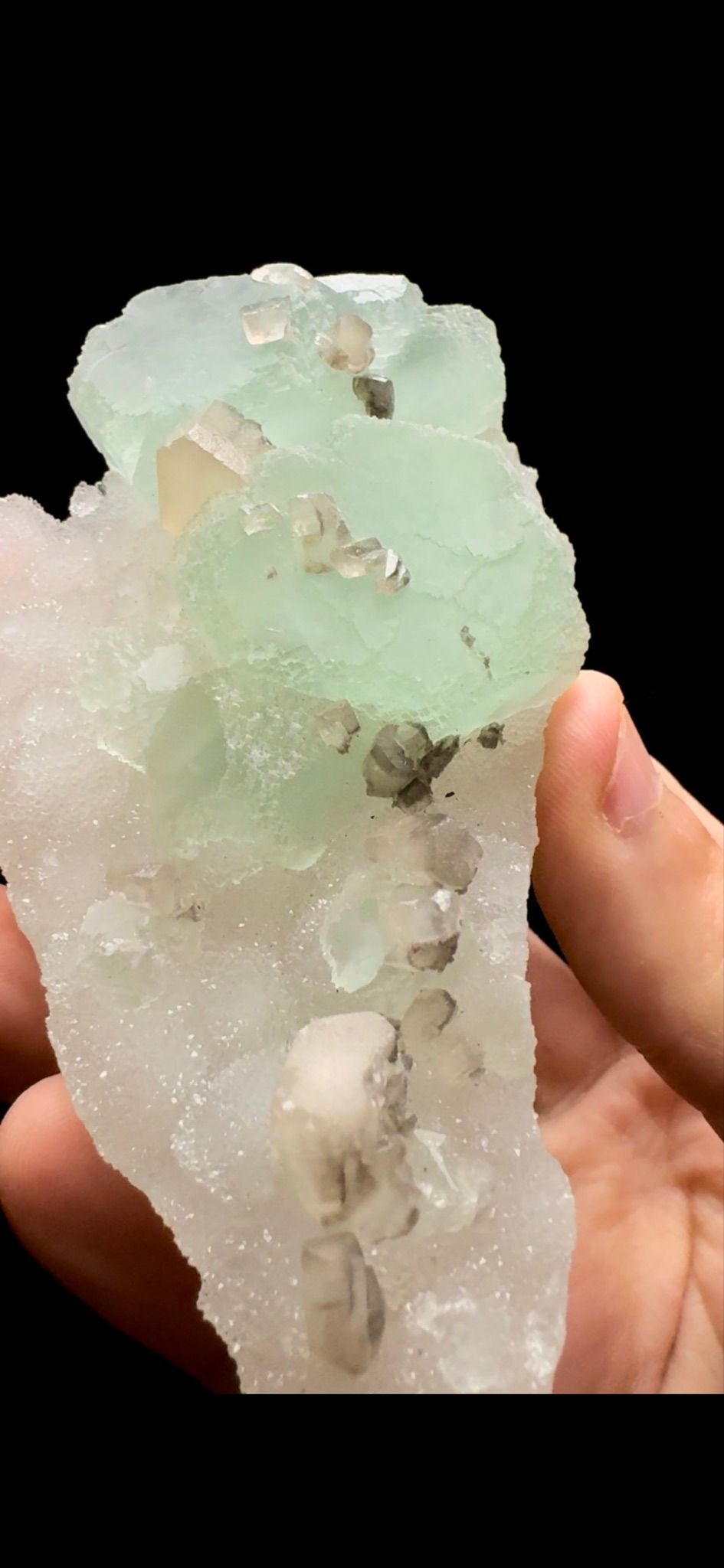 0415- Fluorite on Quartz with Calcite