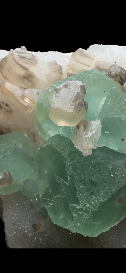 081- Fluorite on Quartz with Calcite