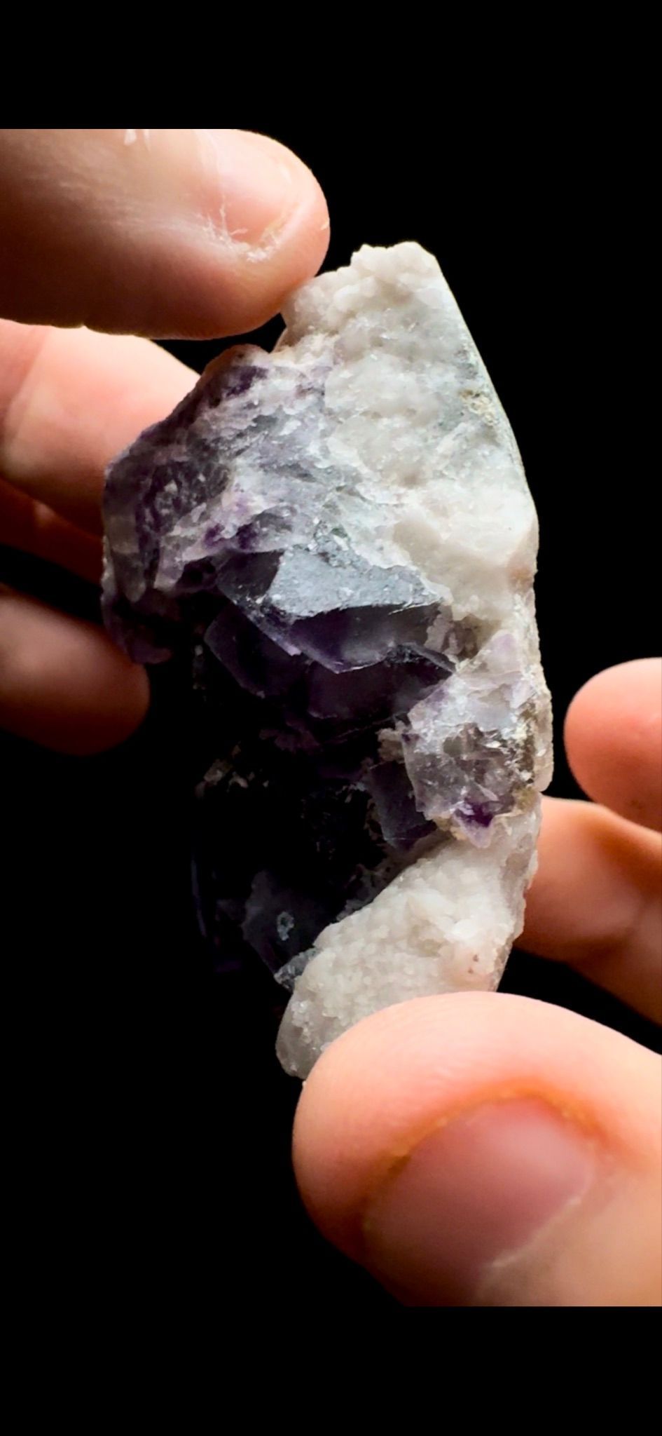 0458- Fluorite on Candle Quartz