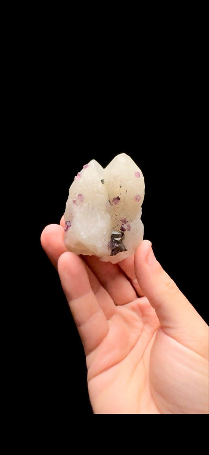 0429- Fluorite on Candle Quartz