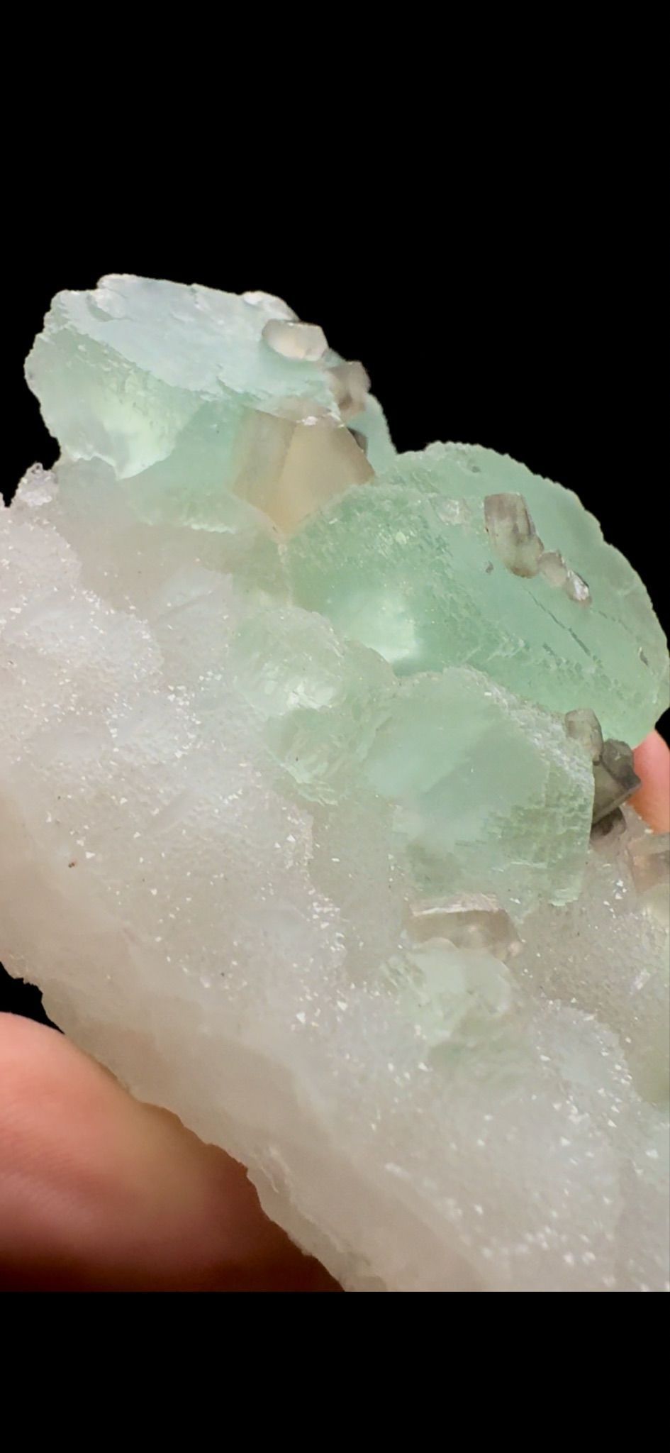 0415- Fluorite on Quartz with Calcite