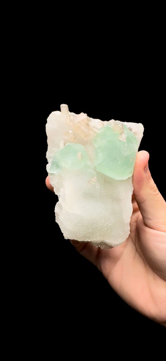 081- Fluorite on Quartz with Calcite