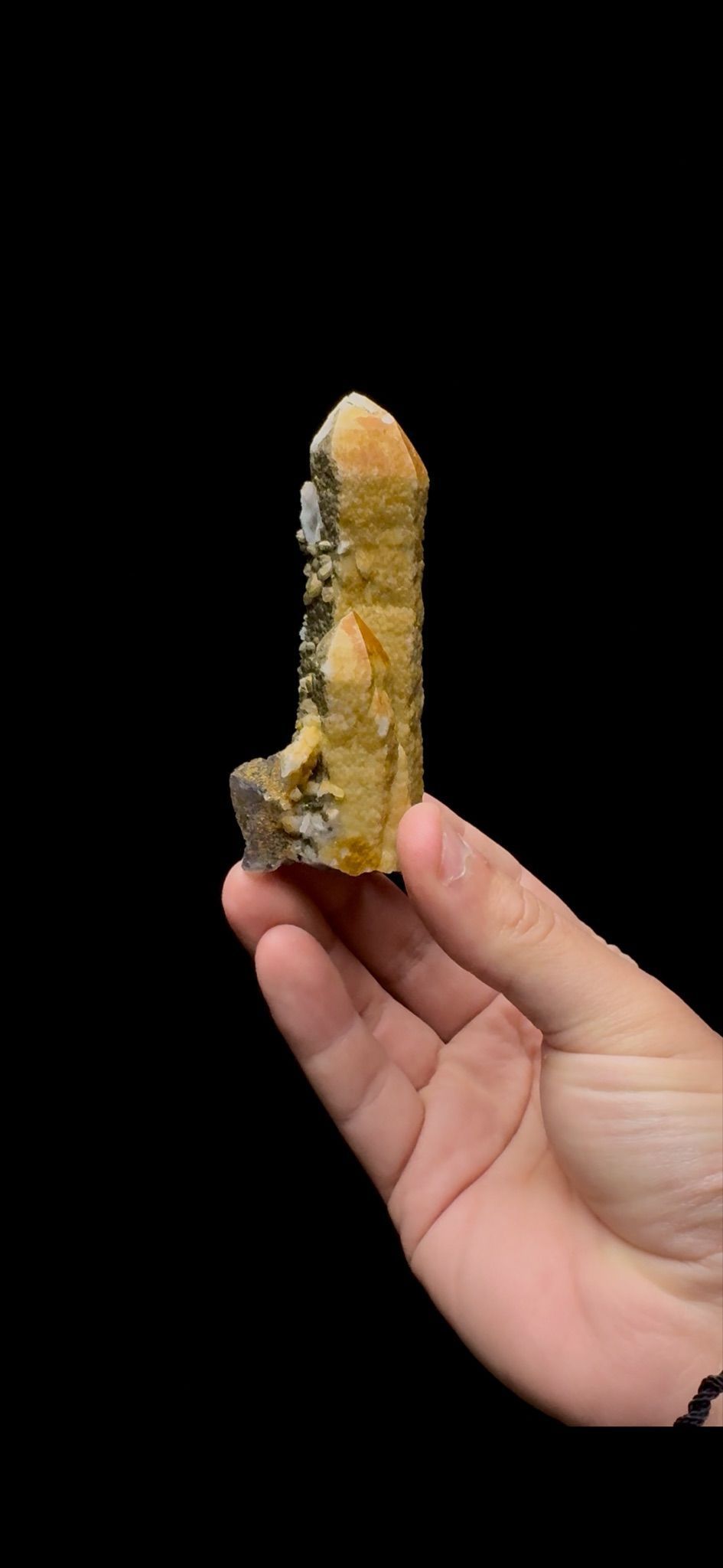 0268- Limmonite on Candle Quartz With Fluorite