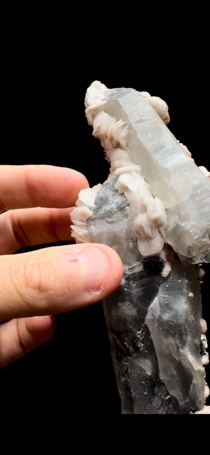 0483- Green Quartz with Pink Calcite and Specularite
