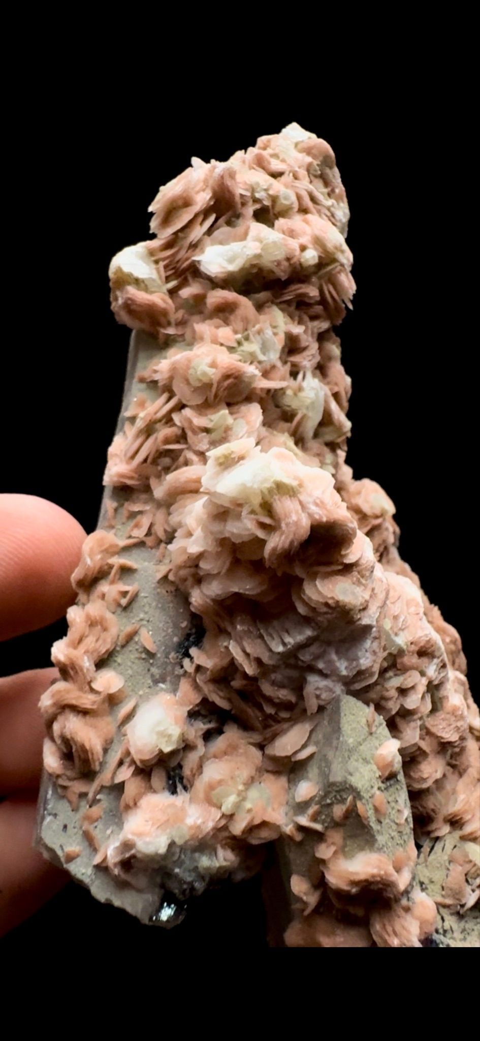 0483- Green Quartz with Pink Calcite and Specularite