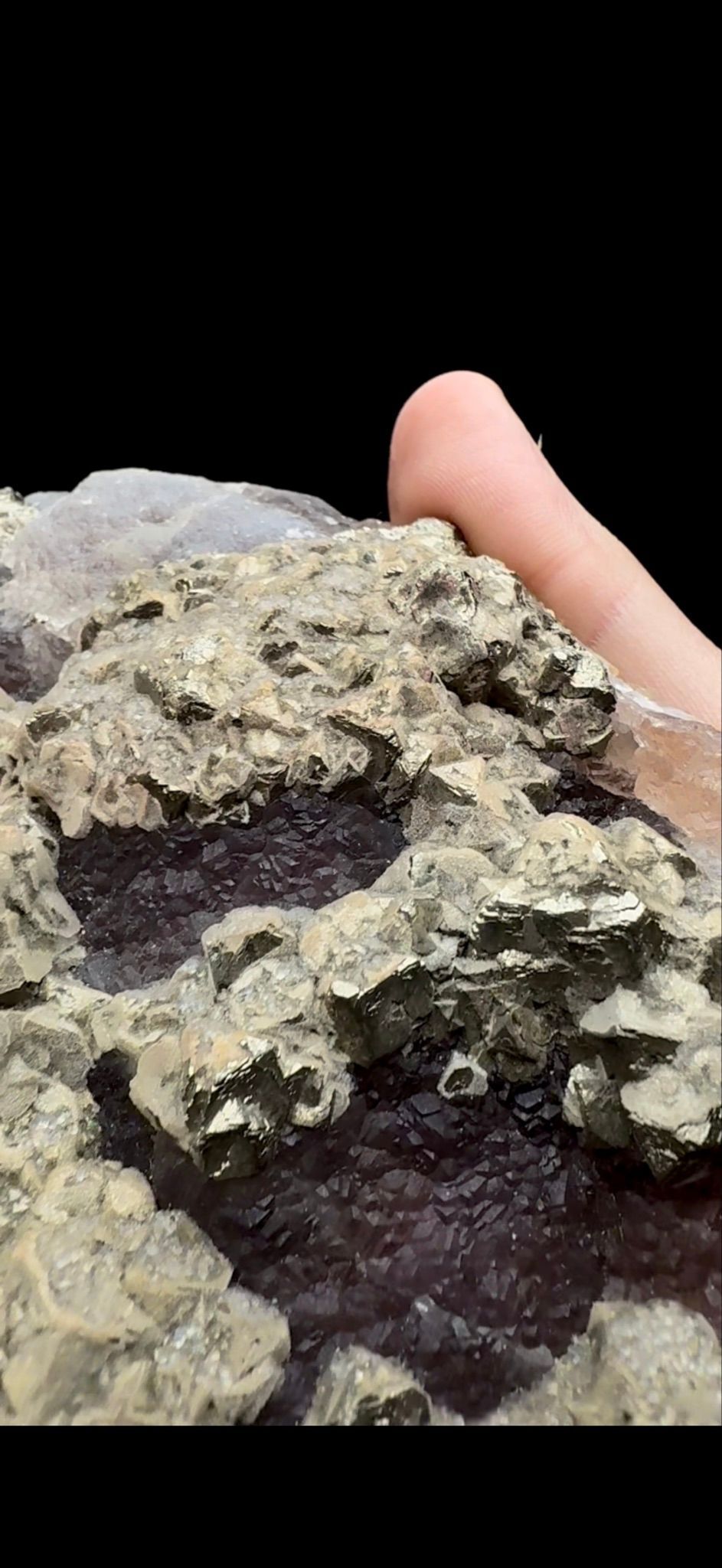 229- Pyrite on Fluorite