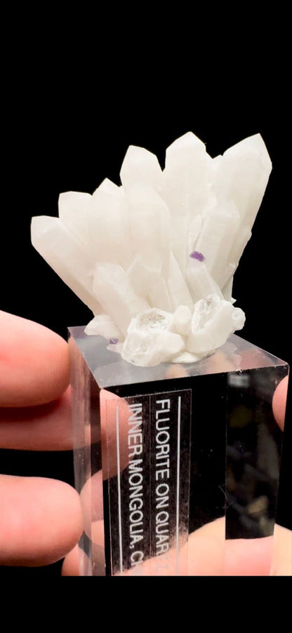 096- Fluorite on Candle Quartz
