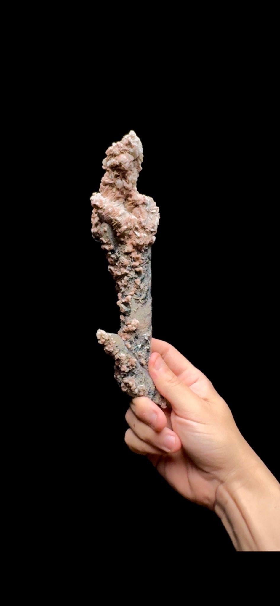 0483- Green Quartz with Pink Calcite and Specularite
