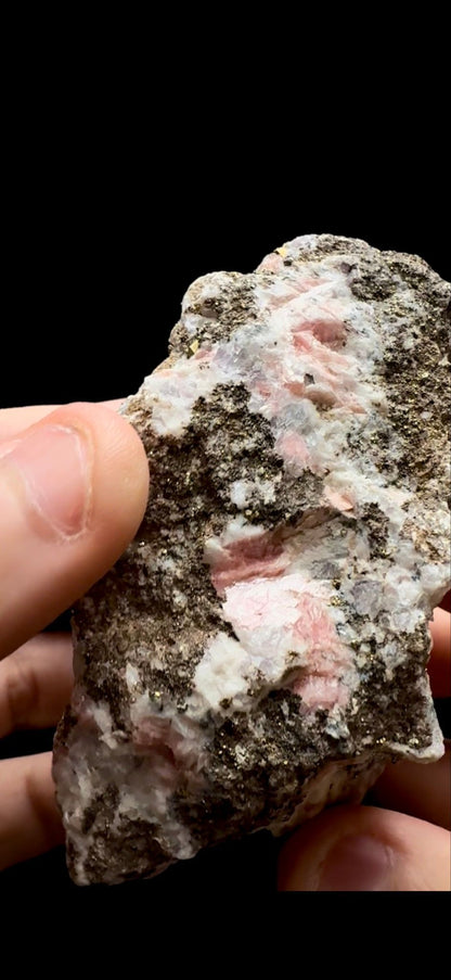 0358- Rhodochrosite on Quartz with Pyrite