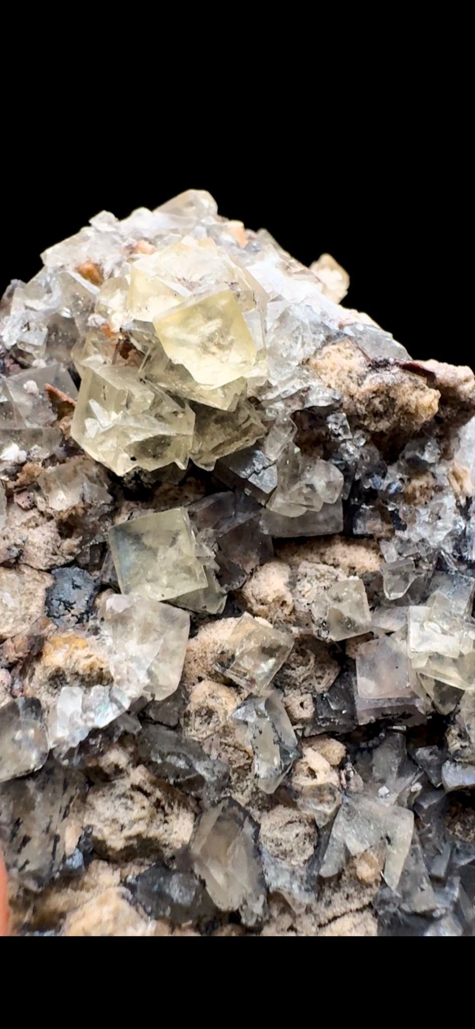 709- Fluorite on Calcite