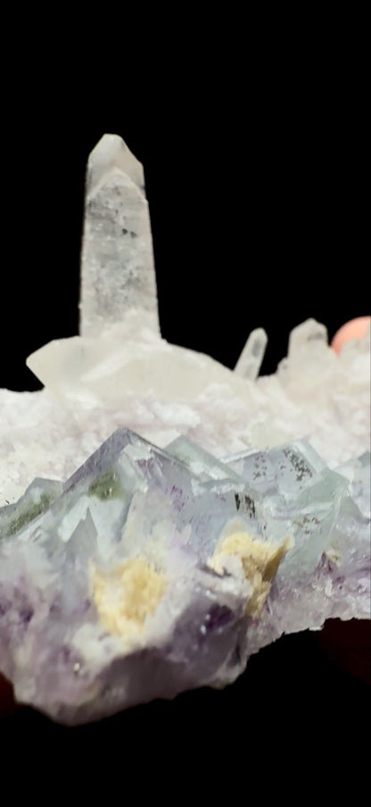 201- Fluorite on Quartz