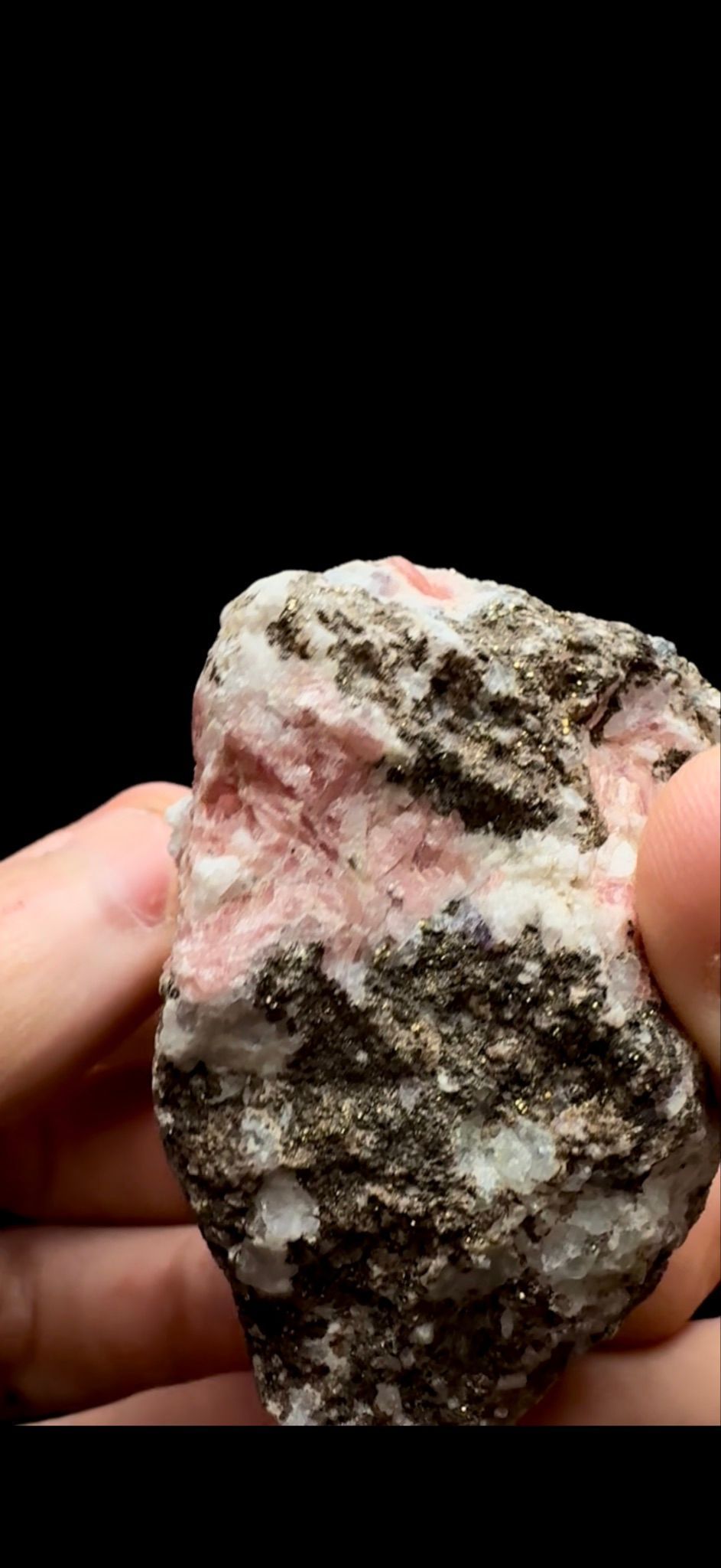 0358- Rhodochrosite on Quartz with Pyrite