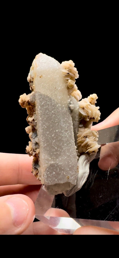 772- Calcite on Druzy Quartz