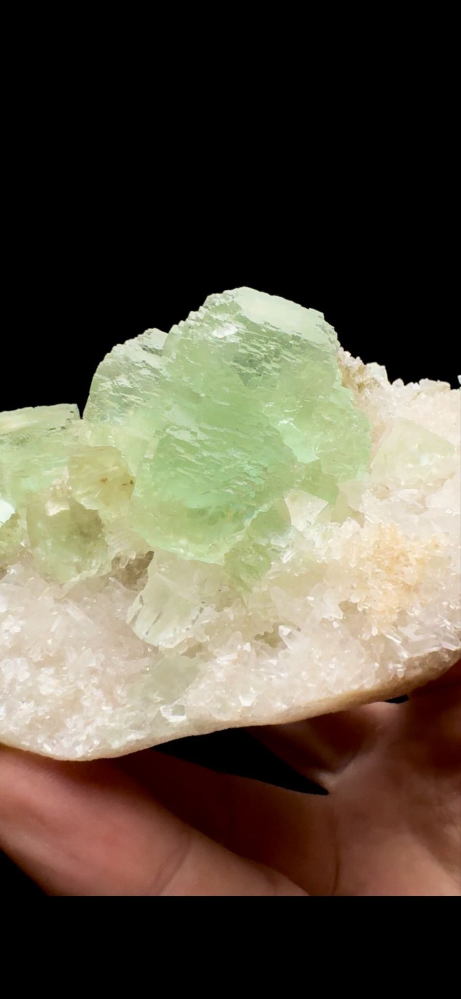 0414- Stepped Cubic Fluorite On Quartz