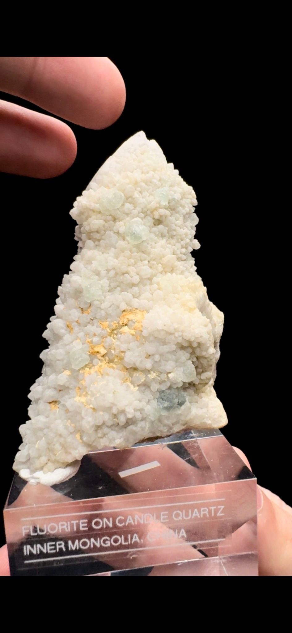 097- Fluorite on Candle Quartz