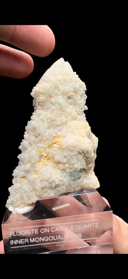 097- Fluorite on Candle Quartz