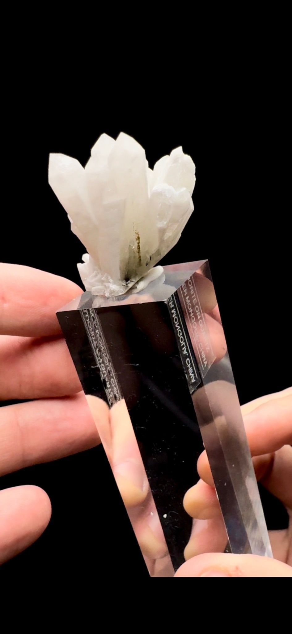 096- Fluorite on Candle Quartz
