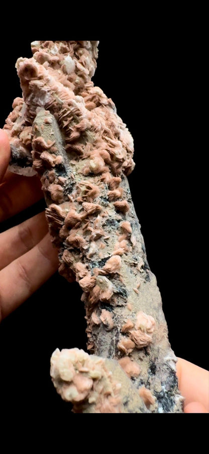 0483- Green Quartz with Pink Calcite and Specularite