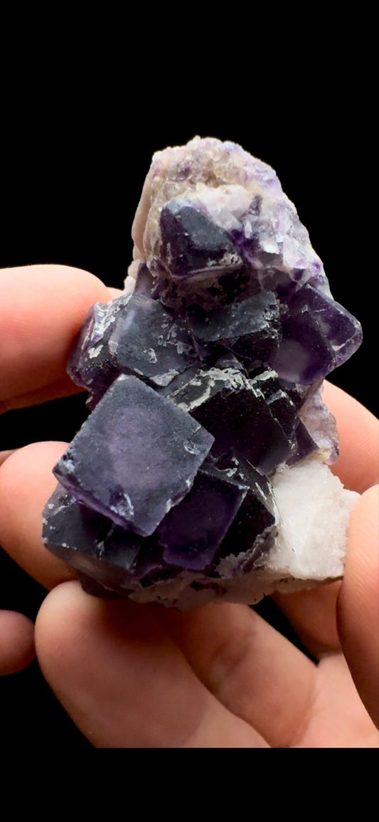 0458- Fluorite on Candle Quartz
