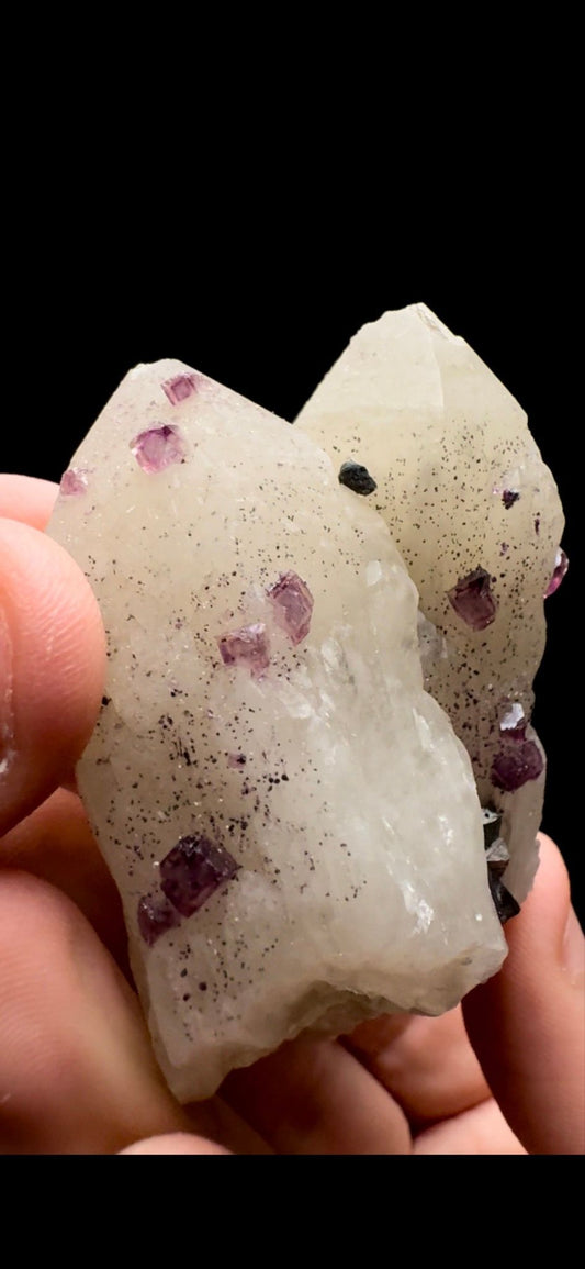 0429- Fluorite on Candle Quartz